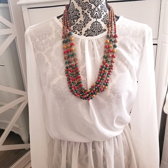 Layered, Multi Strand Beaded Necklace - Picture 7 of 13